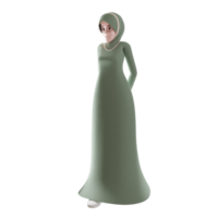 cute cartoon 3d illustration of young muslim woman png