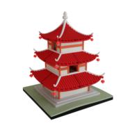 chinês tradicional casa 3d ilustração png