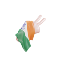 main en portant drapeau de Inde 3d illustration png