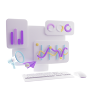Data analytics, dashboard and business finance report. concept. 3D Web Illustration png