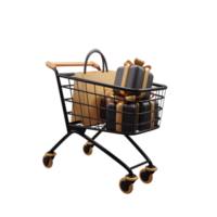 trolley cart with gift box 3d illustration png