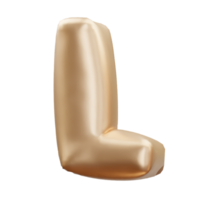 oro lettera alfabeto Palloncino, oro Palloncino lettera l. 3d interpretazione png