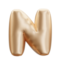 Gold Brief Alphabet Ballon, Gold Ballon Brief N. 3d Rendern png