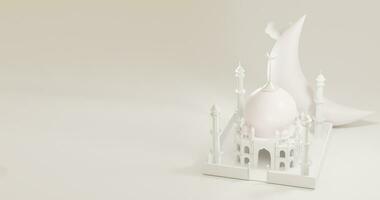 3D Mosque Illustration for Ramadan Greeting with copy space on white background. 3d rendering photo