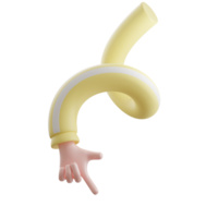 3d illustration av ett finger. tecknad serie karaktär hand pekande gest. företag klämma konst. 3d tolkning png