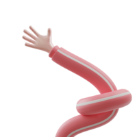 3d hand illustration waving. elastic hand movements. 3d rendering png