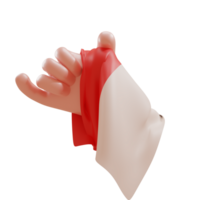 3D Hand Gesture Independence Day Of Indonesia illustration, hands holding flag celebrate indonesian independence day. 3d rendering png