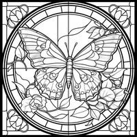 Stained Glass Butterfly Coloring Page photo