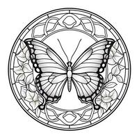 Stained Glass Butterfly Coloring Page photo