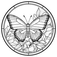 Stained Glass Butterfly Coloring Page photo