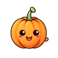Halloween süß Karikatur Kürbis Charakter Lächeln isoliert auf Weiß Hintergrund generativ ai. png