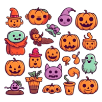 halloween element doodle icon set generative AI. png