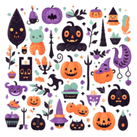 halloween element doodle icon set generative AI. png