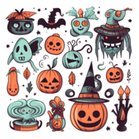 halloween element tekening icoon reeks generatief ai. png