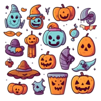 halloween element doodle icon set generative AI. png