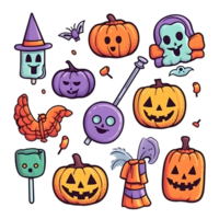 halloween element doodle icon set generative AI. png