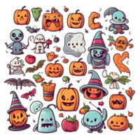 halloween element doodle icon set generative AI. png