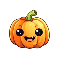 halloween söt tecknad serie pumpa karaktär leende isolerat på vit bakgrund generativ ai. png