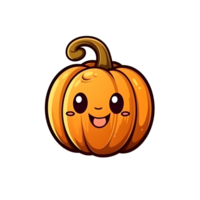 halloween schattig tekenfilm pompoen karakter glimlach geïsoleerd Aan wit achtergrond generatief ai. png