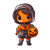 Halloween carino cartone animato personaggio stile generativo ai. png