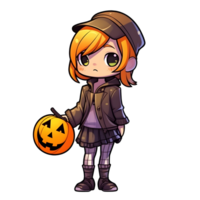 Halloween mignonne dessin animé personnage style génératif ai. png