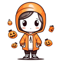 Halloween carino cartone animato personaggio stile generativo ai. png