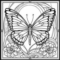 Stained Glass Butterfly Coloring Page photo