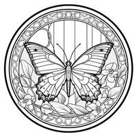 Stained Glass Butterfly Coloring Page photo