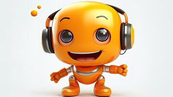 3D cartoon illustration of a cute generic robot emoji, generated by AI photo