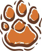 a paw print is shown in orange and brown vector