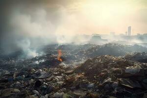 contaminación de ambiente con basura, ambiental, ecológico desastre. ecológico tema salvar planeta. ai generativo foto