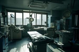 Empty white operating room. Ai generative photo