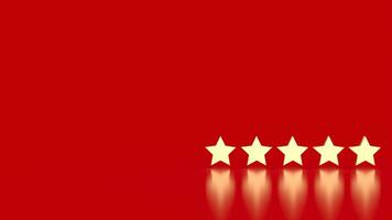 The gold five star on red background 3d rendering photo