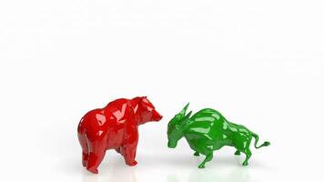 The green bull and red bear for business concept 3d rendering photo