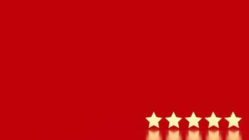 The gold five star on red background 3d rendering photo
