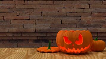 el Jack o linterna calabaza para Víspera de Todos los Santos contenido 3d representación foto