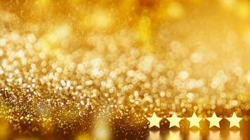 The gold five star on bokeh background 3d rendering photo