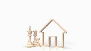 The chess family and house icon for home property Business 3d rendering photo