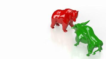 The green bull and red bear for business concept 3d rendering photo