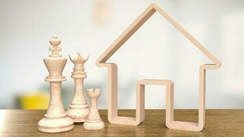 The chess family and house icon for home property Business 3d rendering photo