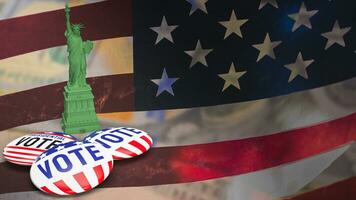 el estatua de libertad en Estados Unidos bandera antecedentes para votar concepto 3d representación foto