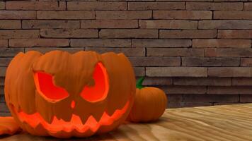 el Jack o linterna calabaza para Víspera de Todos los Santos contenido 3d representación foto