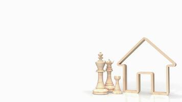 The chess family and house icon for home property Business 3d rendering photo