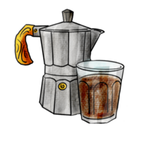 The coffee drawing style for food or drink content png