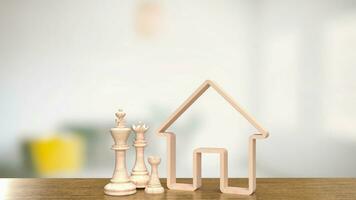 el ajedrez familia y casa icono para hogar propiedad negocio 3d representación foto