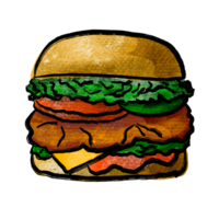 a Hamburger desenhando imagem para velozes Comida contente. png
