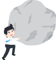 SD Business Man Pushing a giant stone upwards is so very difficult png