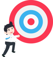 SD Business Man Pushing a giant Target upwards is so very difficult png