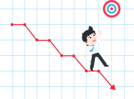 SD Business Man Trying to grab the goal On the falling graph png