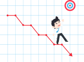 sd bedrijf Mens proberen naar grijp de doel Aan de vallend diagram png